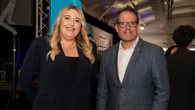 Melanie Plane Editor NT News and Luke Gosling at the NT News Futures Northern Territory forum 2024. Picture: Pema Tamang Pakhrin