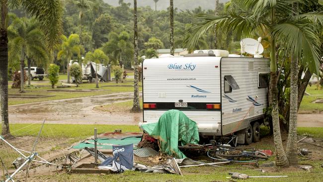 The aftermath of flash flooding is seen at Crystal Cascades Holiday Park, Cairns, Tuesday, March 27, 2018. Picture: AAP Image