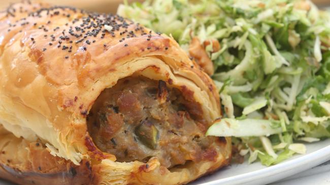 Paddock Bakery’s pork, apple and pistachio sausage roll. Photo: Richard Gosling