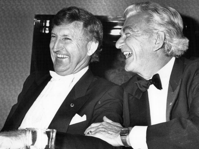 John Brown, ledft, with former PM Bob Hawke. Picture: Supplied