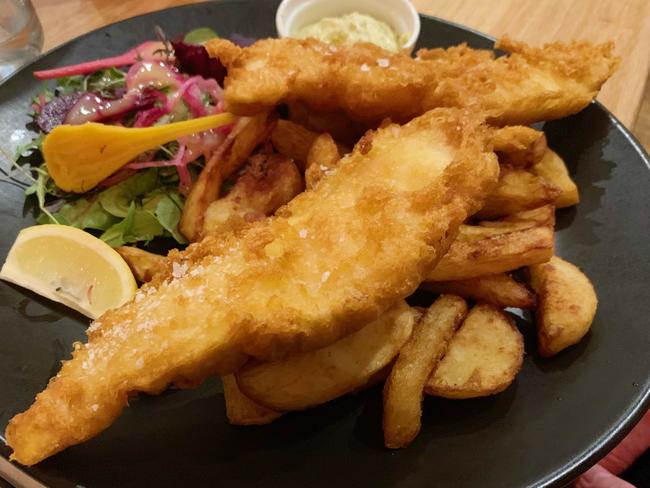 Gummy shark fish and chips at 1802 Oyster Bar