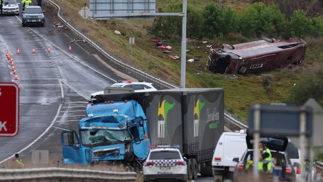 Loreto College Ballarat students were injured after his truck crashed into the back of a school bus. Picture: Brendan Beckett