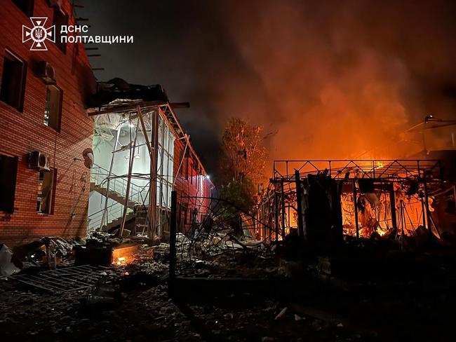The attack also damaged buildings in the Poltava region. Picture: AFP
