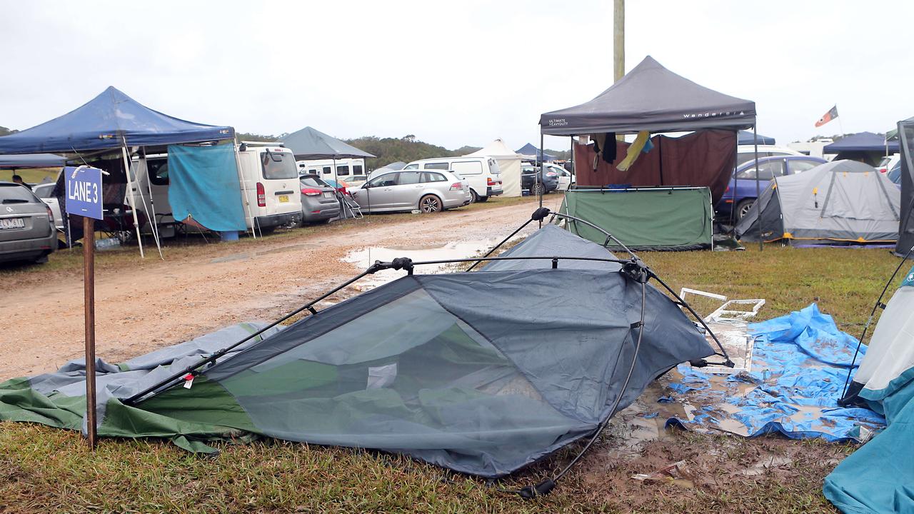 The heavy rain eventually caused some campers to be turned away. Picture: Richard Gosling