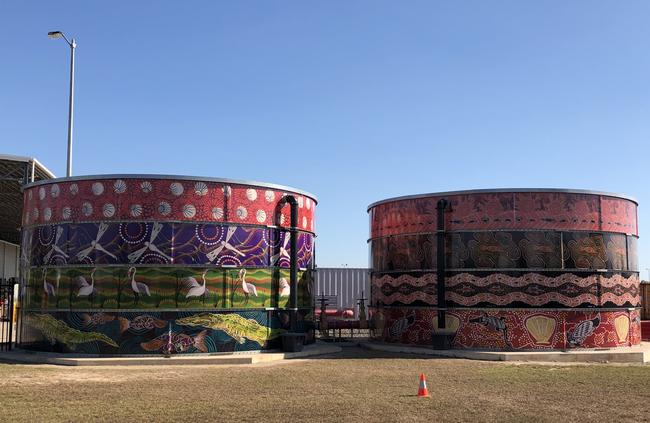 The tank paintings represent the Wet and the Dry. Picture: Supplied