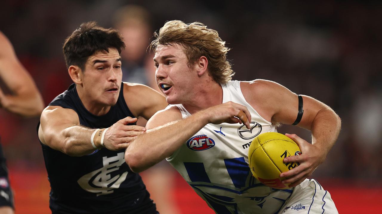 Jason Horne-Francis playing against Carlton this past season. Picture: Michael Klein