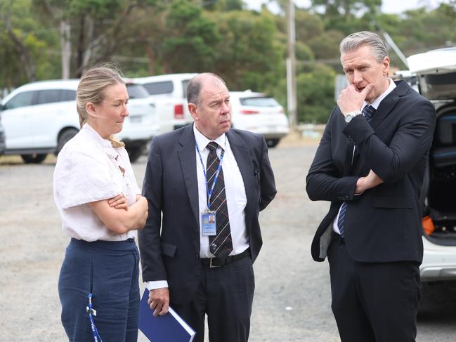 Detective Acting Superintendent Mark Hatt after a press conference at Mount Clear Scout Hall as the search for Ms Murphy continues. Picture: Brendan Beckett