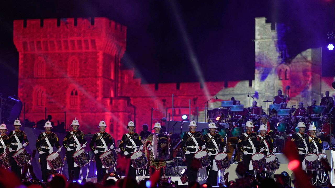 The Band of His Majesty's Royal Marines performs inside Windsor Castle. Picture: AFP