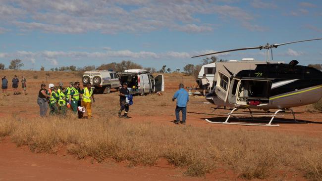 Emergency services are at the scene of the crash at Finke Desert Race. Picture: Supplied