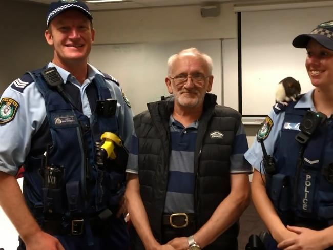 Chris and Lucy thank police officers. Picture: NSW Police