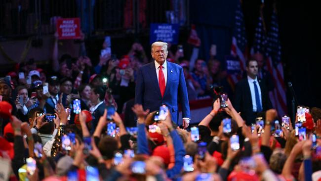 Donald Trump arrives to speak at the rally in Madison Square Garden. Picture: AFP