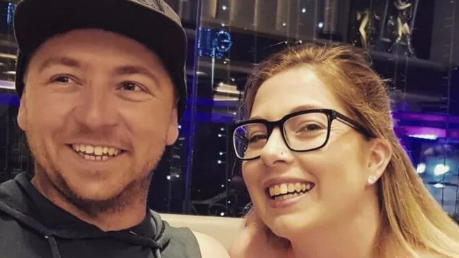 Launceston Formula 500 driver Bayden Ellston, pictured with wife Brittany, has sustained multiple skull fractures after a horror crash at Hobart Speedway on March 4, 2023. Picture: Facebook