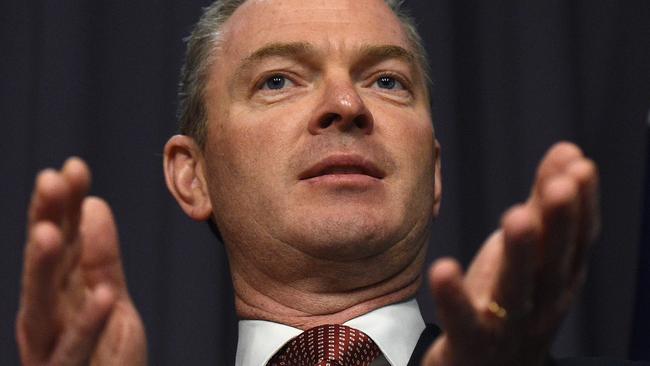 Minister for Industry Christopher Pyne at a press conference at Parliament House in Canberra on Friday, March 18, 2016. (AAP Image/Mick Tsikas) NO ARCHIVING