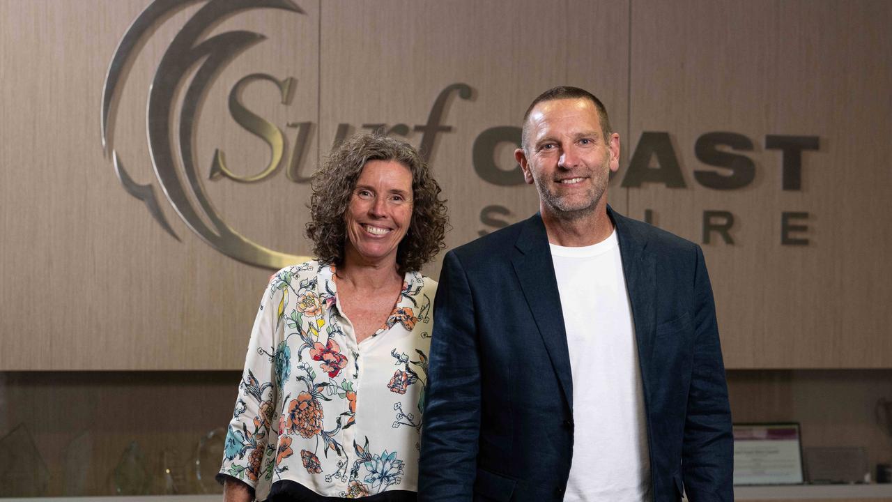 Surf Coast Shire’s new deputy mayor Libby Stapleton and mayor Mike Bodsworth. Picture: Brad Fleet.