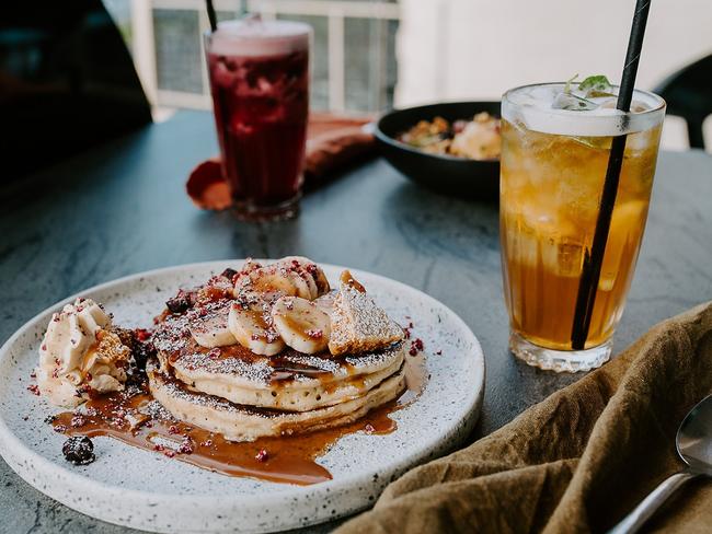 Gastown East's Pancakes and House Iced Tea. Picture: SUPPLIED