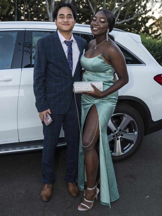 Pete Hermsrichart and Marie Mbaindene at Centenary Heights State High School formal at Picnic Point, Friday, November 20, 2020. Picture: Kevin Farmer