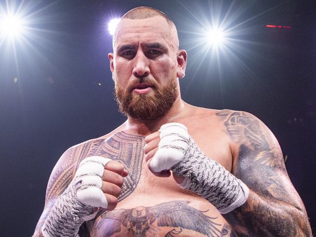 Melbourne Storm prop Nelson Asofa-Solomona victorious over Jarrod Wallace at the Battle on the Reef fight night in Townsville on October 7, 2023. Picture: Alix Sweeney / Fightr Promotions