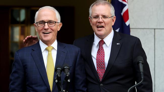 Then prime minister Malcolm Turnbull and Scott Morrison in 2019. Picture: Kym Smith