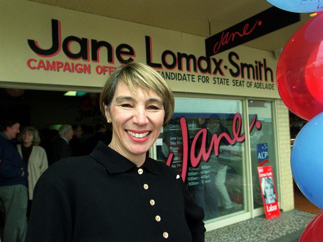 Former Lord Mayor election candidate Dr Jane Lomax-Smith at the opening of her state election campaign office in Prospect, June 2001. Picture: John Sherwell