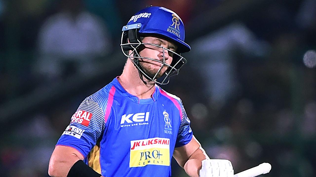 Rajasthan Royals batsman D'Arcy Short shows his disappointment.
