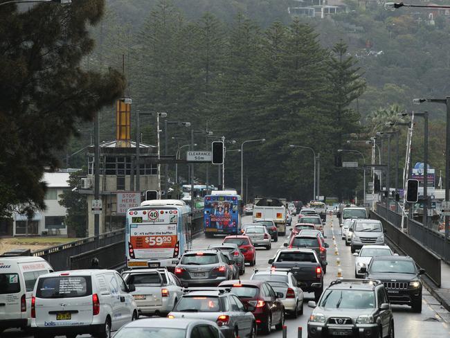 The Spit Bridge morning peak hour ‘carpark’. Picture: Braden Fastier