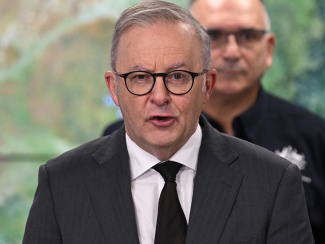 Anthony Albanese has announced further assistance for cleaning up after the floods. Picture: NewsWire / Martin Ollman