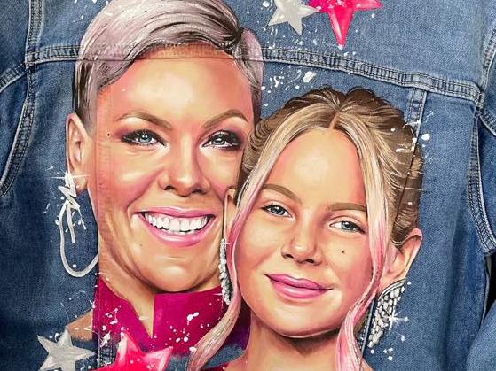 Townsville artist Emily Ingham creates custom jackets for P!nk and daughter Willow ahead of Queensland Country Bank Stadium performance. Picture: Emily Ingham