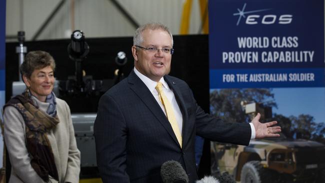 Prime Minister Scott Morrison and Liberal candidate for Eden-Monaro Fiona Kotvojs out and about last week. Picture: Sean Daveuy.