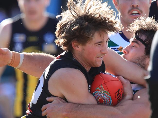 Football St Mary's v Colac GFNL.Colac 36 Aaron Hawker and St MaryÃs 13 Ty Williams Picture: Mark Wilson