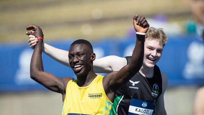 Rashid Kabba and Joshua Kalozi after the latter set a meet record.