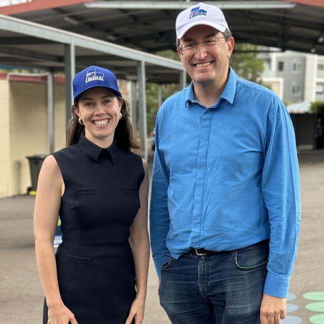 Liberal candidate for Epping Monica Tudehope with federal MP for Berowra Julian Leeser. Picture: Amaani Siddeek