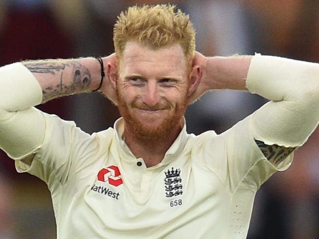 England's Ben Stokes reacts after bowling to West Indies' Roston Chase during the third international Test match between England and West Indies at Lords cricket ground in London on September 7, 2017. / AFP PHOTO / Glyn KIRK / RESTRICTED TO EDITORIAL USE. NO ASSOCIATION WITH DIRECT COMPETITOR OF SPONSOR, PARTNER, OR SUPPLIER OF THE ECB