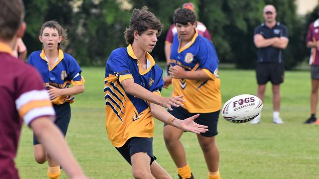 Matthew Spina, Gilroy, October 2022. Photographs from the Will Murdoch Perpetual Shield. The annual U14 rugby league competition, in its second year, involved Gilroy Santa Maria College, Ingham State High School and St Teresa's Catholic College Abergowrie. Picture: Cameron Bates