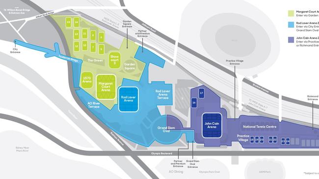 Australian Open 2021 crowd zones