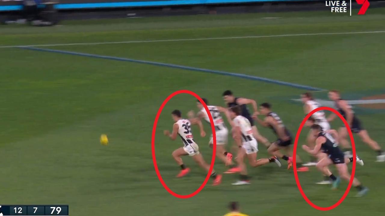 Daicos put vast distance on his opponent. Credit: Channel 7