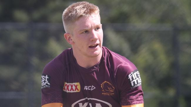 Tom Dearden at Broncos training at Red Hill. Photo: Annette Dew