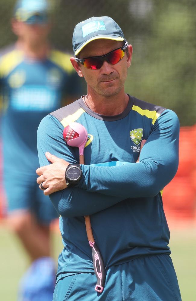 Justin Langer says the World Cup has become Australia’s immediate priority. Picture: Phil Hillyard