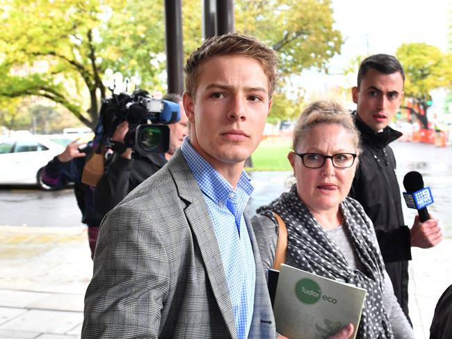 Reece Watherston photographed in Adelaide on Tuesday 7th of May 2019. Reece is on trial in the Supreme Court for manslaughter over death of Jack Hanley in Hindley St brawl in December 2017. (AAP/ Keryn Stevens)