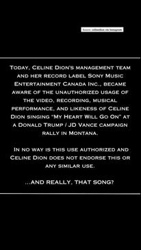 Celine Dion blasts Trump campaign for using 'Titanic' song without permission