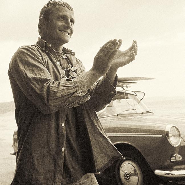 Bob McTavish outside the dressing sheds at Palm Beach, circa 1967. Picture: John Witzig