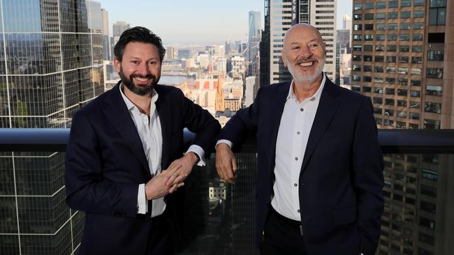 Matt Heine, left, will take sole control of Netwealth when his father Michael steps down as joint managing director on Friday. Picture: Stuart McEvoy