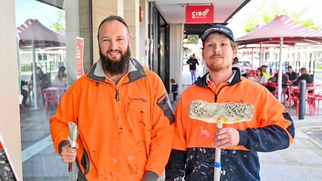 Painters Andrew Simmons of Evanston Gardens and Johnathon Arnde from Davoren Park. Picture: Brenton Edwards