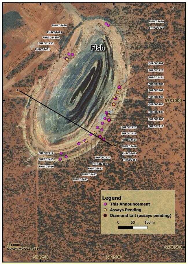 Plan view map of Fish drill collar locations. Pic: BTR