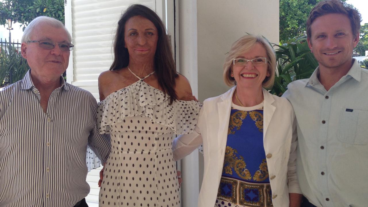 Ross and Susan Burgess with Turia Pitt and husband Michael Hoskin during a guest author event at Mary Ryan's bookstore. Photo: Supplied