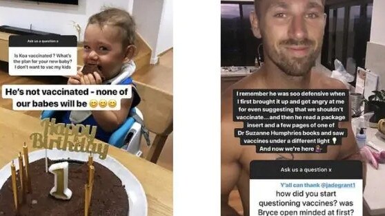 Shanelle Cartwright explains how she convinced husband Bryce not to vaccinate their children. Picture: Instagram