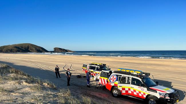 Paramedics called to Queens Head north of Port Macquarie after two men were swept overboard and made it to shore with serious injuries.