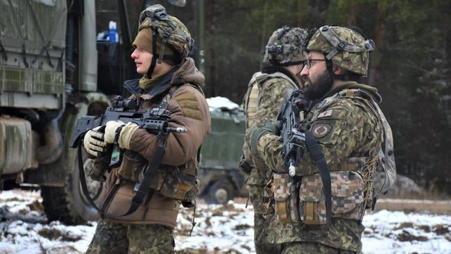 NATO soldiers during an exercise on Monday at the US garrison at Hohenfels in Bavaria, Germany. Picture: AFP