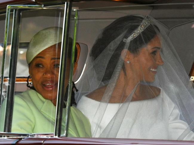 Meghan Markle was accompanied by her mother Doria Ragland to St George's Chapel. Picture: WPA