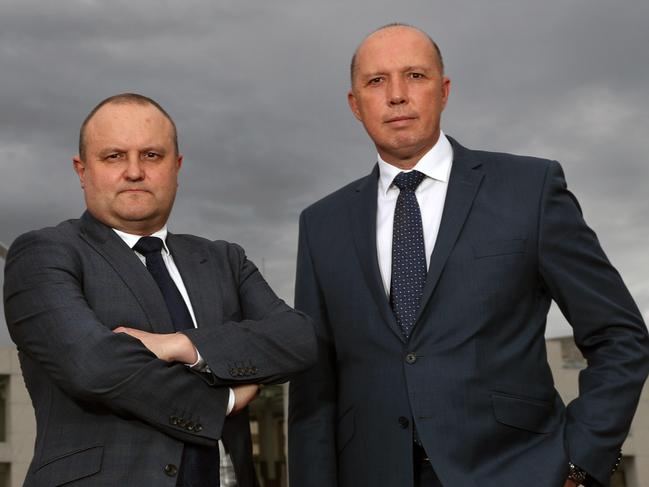 Home Affairs Minister Peter Dutton (right) and MP Jason Wood. Picture: Gary Ramage