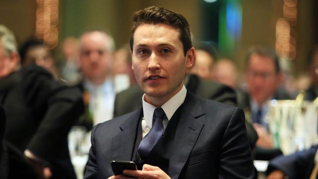 Tom Waterhouse during yesterday’s Call of the Card at Crown ahead of the 2018 Melbourne Cup. Picture: Aaron Francis